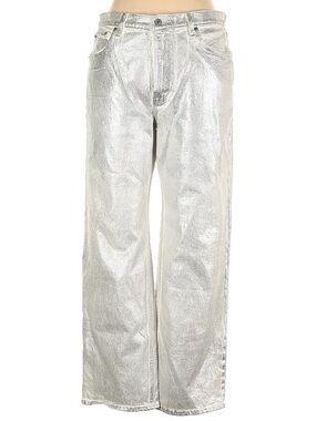 Abercrombie & Fitch Silver Metallic Straight-Leg Jeans